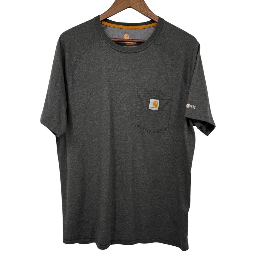 Carhartt Force Pocket T Shirt Mens Large Gray Relaxed Fit Short Sleeve Work Tee